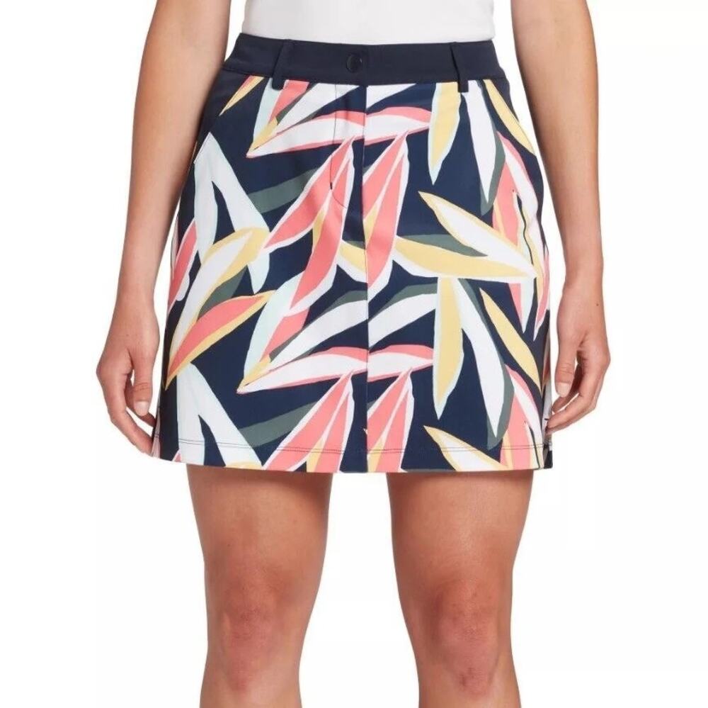 Lady Hagen Navy Blue Retro Leaf Print  Desert Getaway 17” Golf Skort Sz.4 NWT